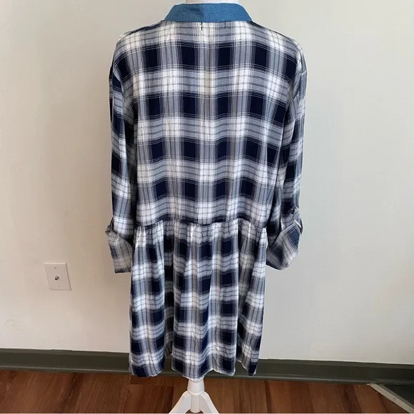 Velzera Plaid Tunic Top Navy White Size 3X New With Tags - Picture 4 of 7